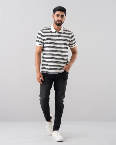relaxed fit yarn dyed polo shirt