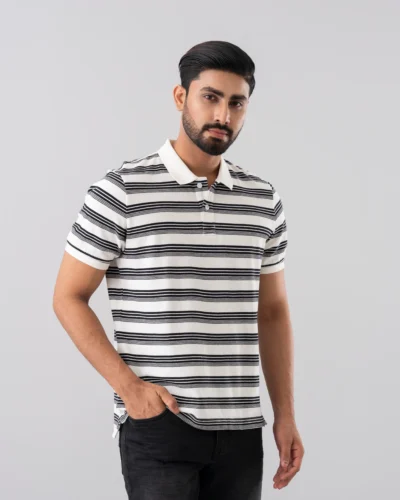 relaxed fit yarn dyed polo shirt
