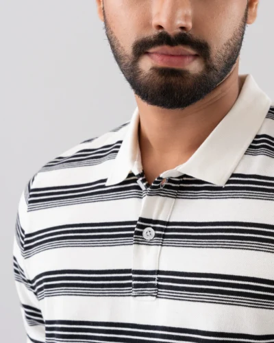 relaxed fit yarn dyed polo shirt